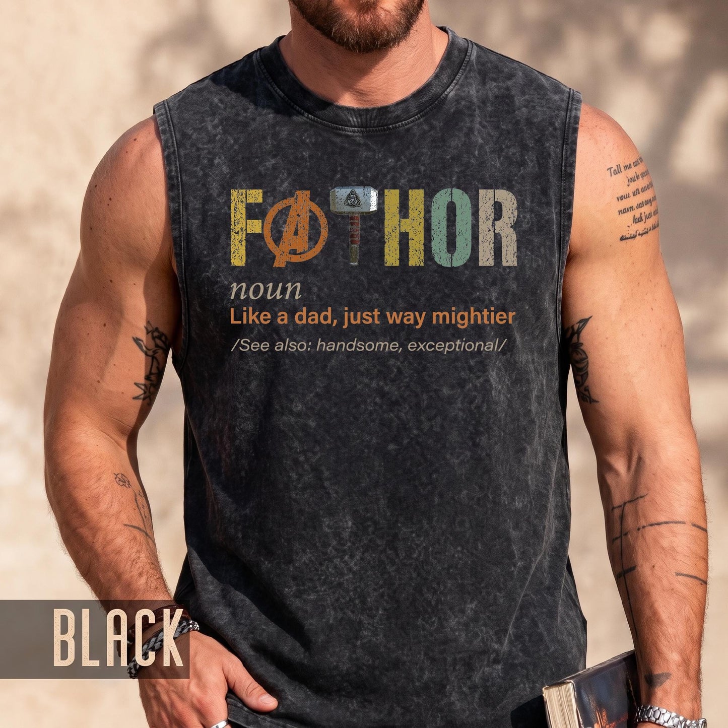 Fathor Definition Men's Tank Top, Dad Gift Black Color Tee