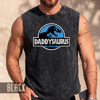 Daddysaurus Tank Top, Funny Dinosaur Dad Muscle Shirt, Fathers Day Gift