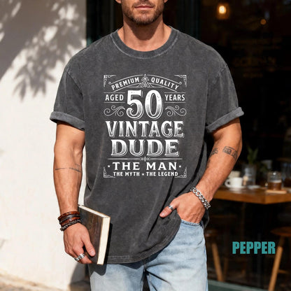 Vintage Dude 50 Years Old Shirt, Custom Mens 50th Birthday Tshirt