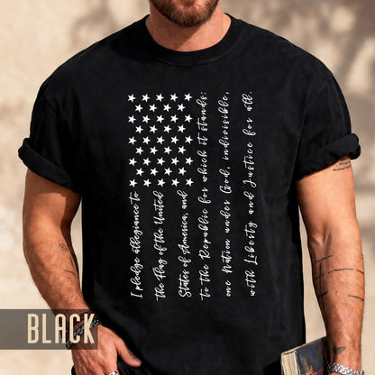 Pledge of Allegiance USA Flag Shirt, Patriotic Fourth of July Tee
