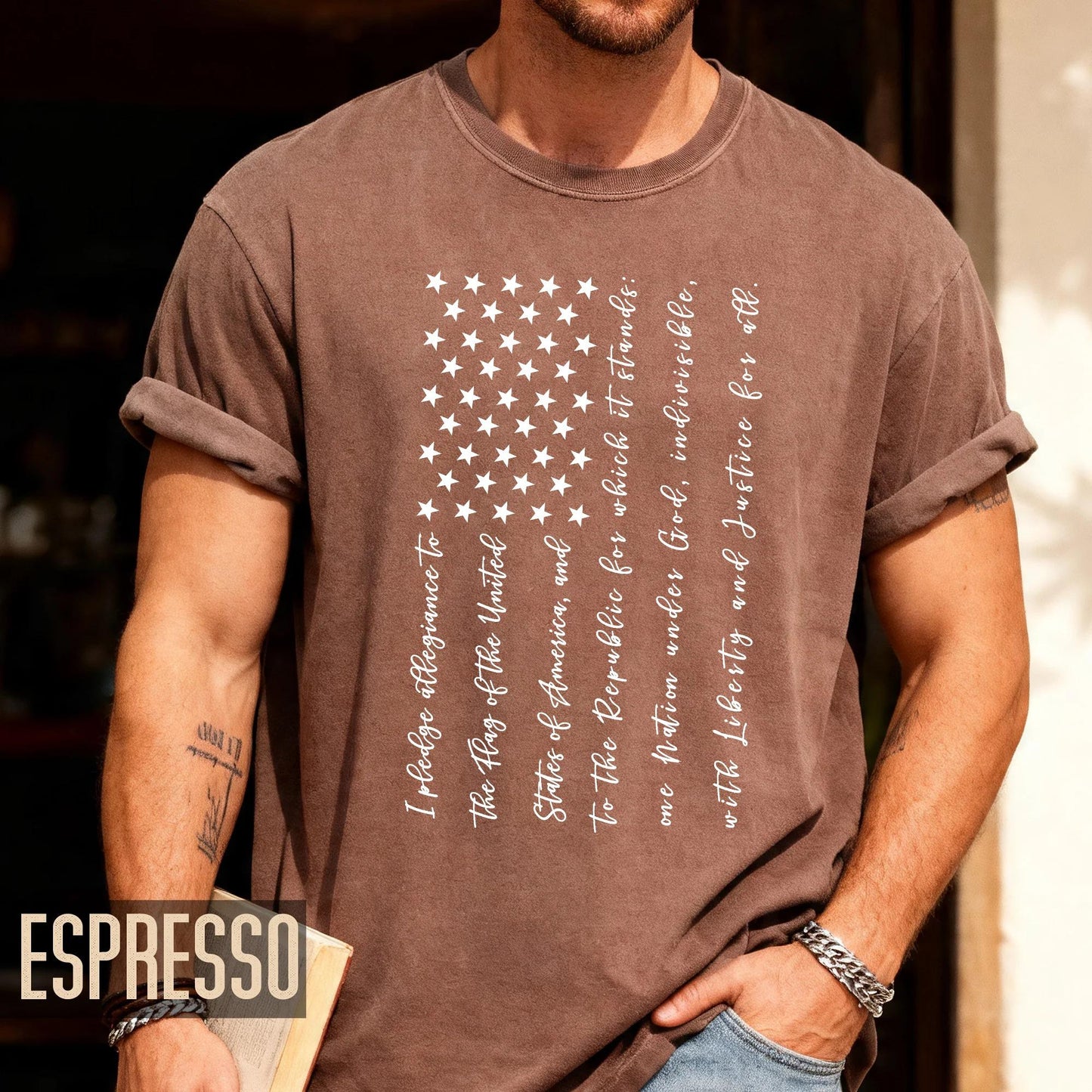 Pledge of Allegiance USA Flag Shirt, Patriotic Fourth of July Tee