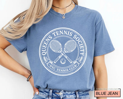Queens Tennis Society NYC Tennis Club Shirt, Old Money Sporty Tee