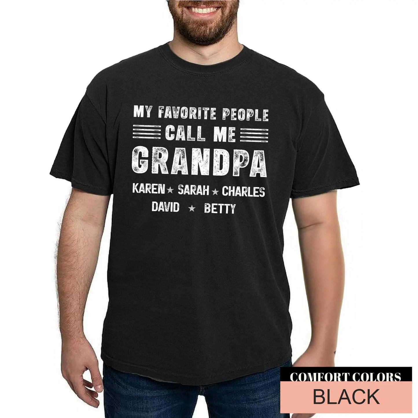 Personalized My Favorite People Call Me Grandpa Shirt, Custom Grandkids Names Tee for Grandfather Fathers Day