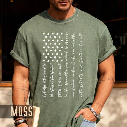 Pledge of Allegiance USA Flag Shirt, Patriotic Fourth of July Tee