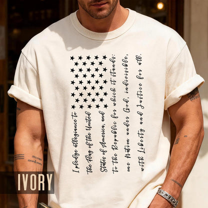 Pledge of Allegiance USA Flag Shirt, Patriotic Fourth of July Tee