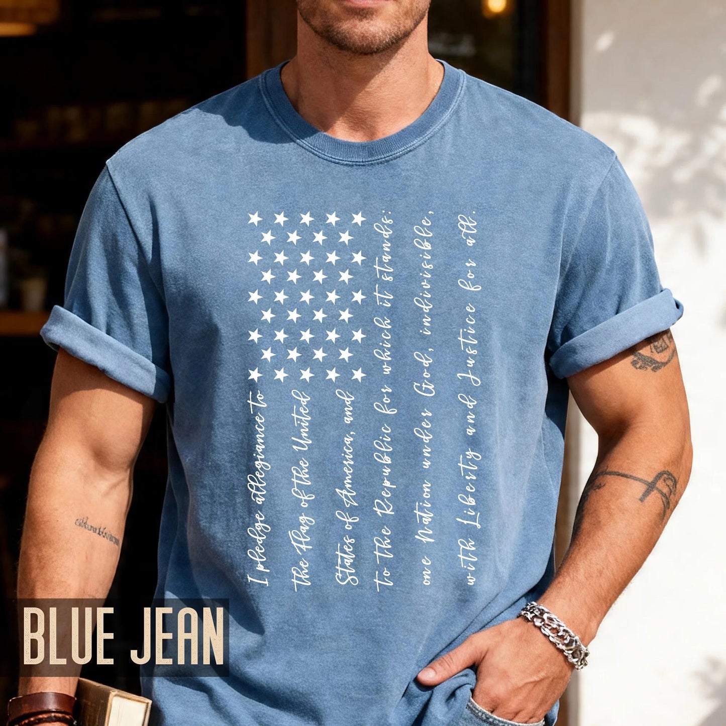 Pledge of Allegiance USA Flag Shirt, Patriotic Fourth of July Tee