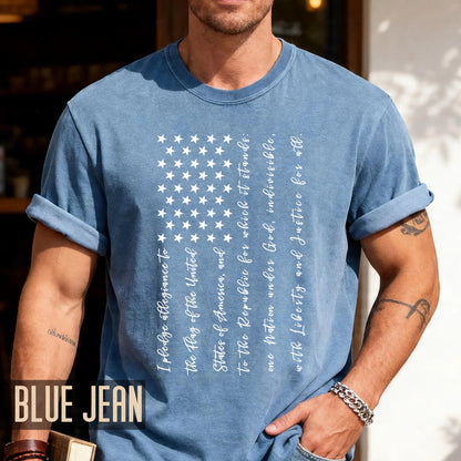 Pledge of Allegiance USA Flag Shirt, Patriotic Fourth of July Tee