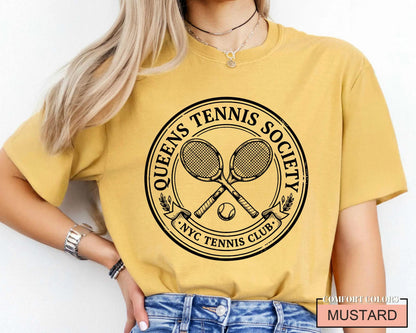 Queens Tennis Society NYC Tennis Club Shirt, Old Money Sporty Tee