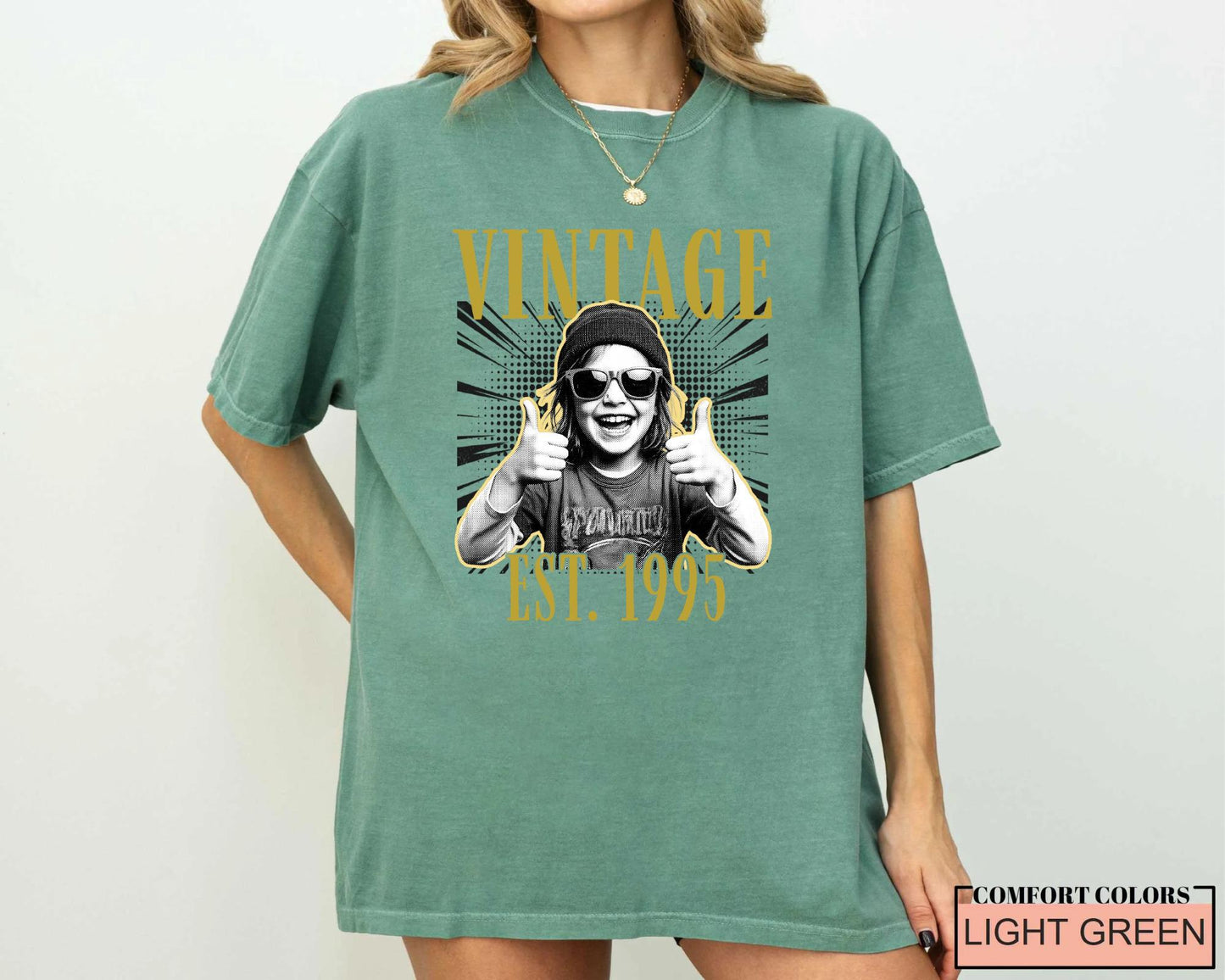 Custom Photo Vintage Est Year Birthday Shirt, Happy 40th 50th Bday Tee