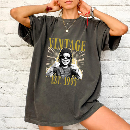 Custom Photo Vintage Est Year Birthday Shirt, Happy 40th 50th Bday Tee