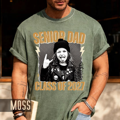 Custom Senior Dad 2027 Rocker Picture Shirt, Personalized Grad Photo Tee