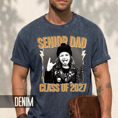 Custom Senior Dad 2027 Rocker Picture Shirt, Personalized Grad Photo Tee