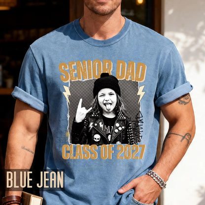Custom Senior Dad 2027 Rocker Picture Shirt, Personalized Grad Photo Tee