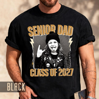 Custom Senior Dad 2027 Rocker Picture Shirt, Personalized Grad Photo Tee