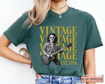 Custom Photo Vintage Est 1996 Birthday Shirt, Guitar Rock Tee