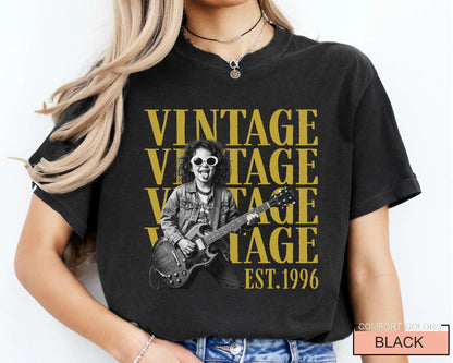 Custom Photo Vintage Est 1996 Birthday Shirt, Guitar Rock Tee