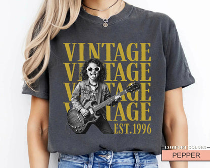 Custom Photo Vintage Est 1996 Birthday Shirt, Guitar Rock Tee