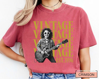 Custom Photo Vintage Est 1996 Birthday Shirt, Guitar Rock Tee