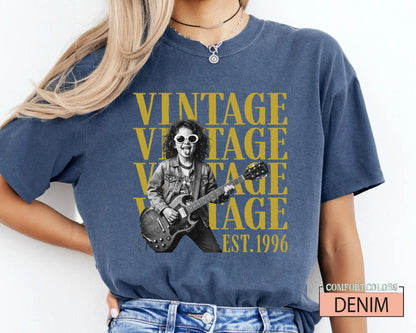 Custom Photo Vintage Est 1996 Birthday Shirt, Guitar Rock Tee