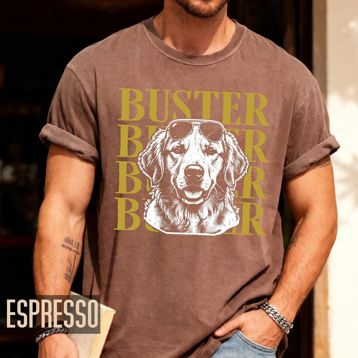 Cool Dog Portrait Shirt, Custom Golden Retriever Photo Tee