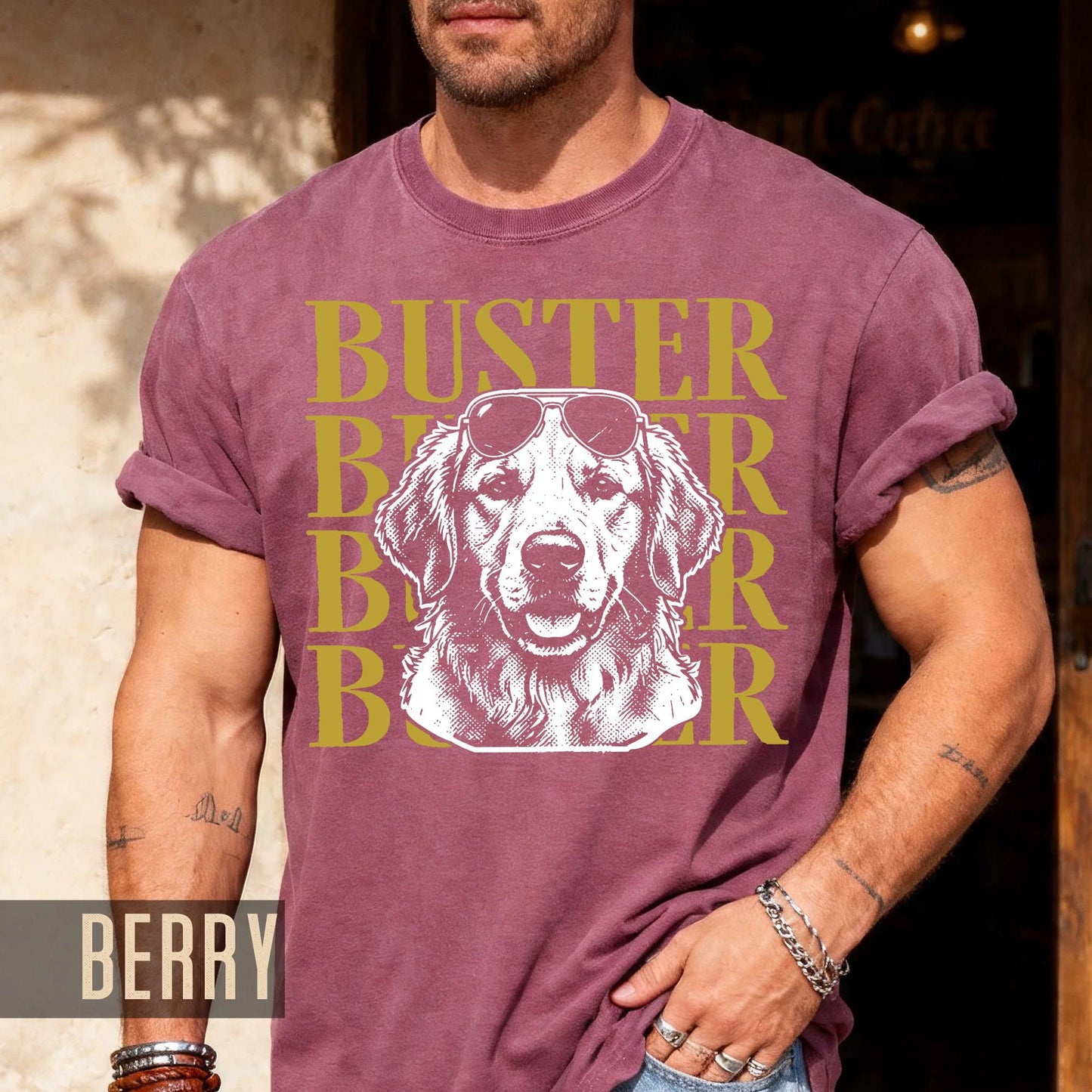 Cool Dog Portrait Shirt, Custom Golden Retriever Photo Tee