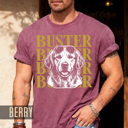 Cool Dog Portrait Shirt, Custom Golden Retriever Photo Tee