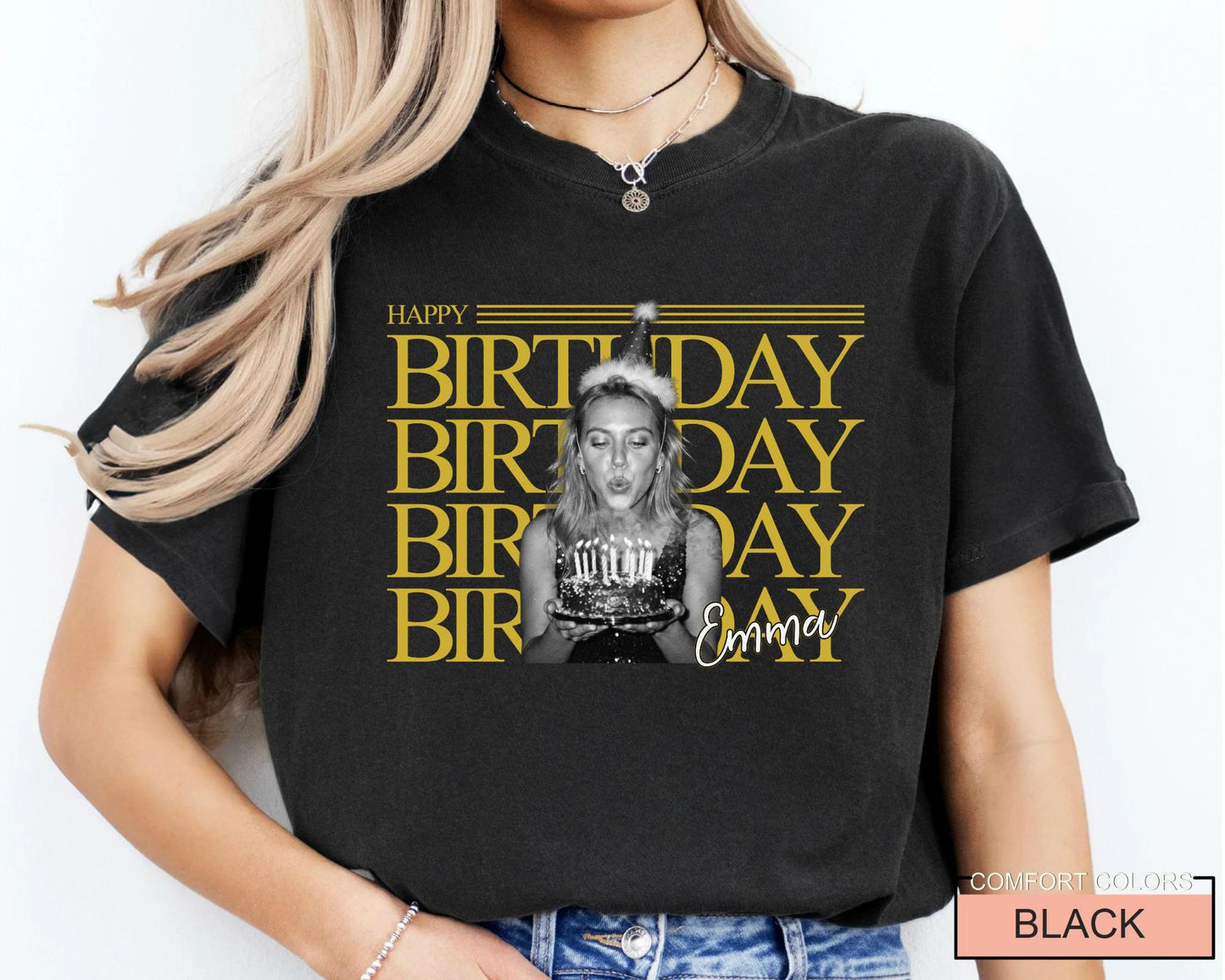 Custom Happy Birthday Crew Trip Photo Matching Shirt, Personalized Birthday Girl Squad Picture Tee