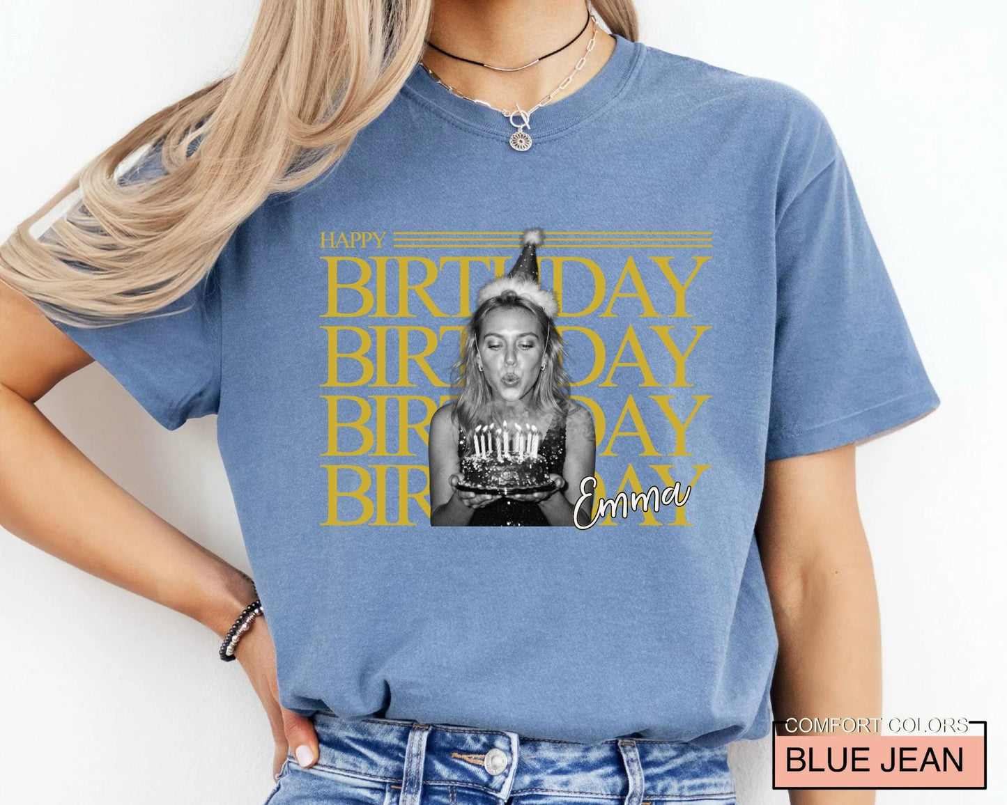 Custom Happy Birthday Crew Trip Photo Matching Shirt, Personalized Birthday Girl Squad Picture Tee