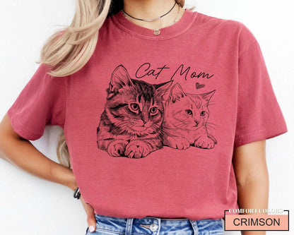 Custom Cat Mom Photo Shirt, Bootleg Pet Portrait Tee for Women
