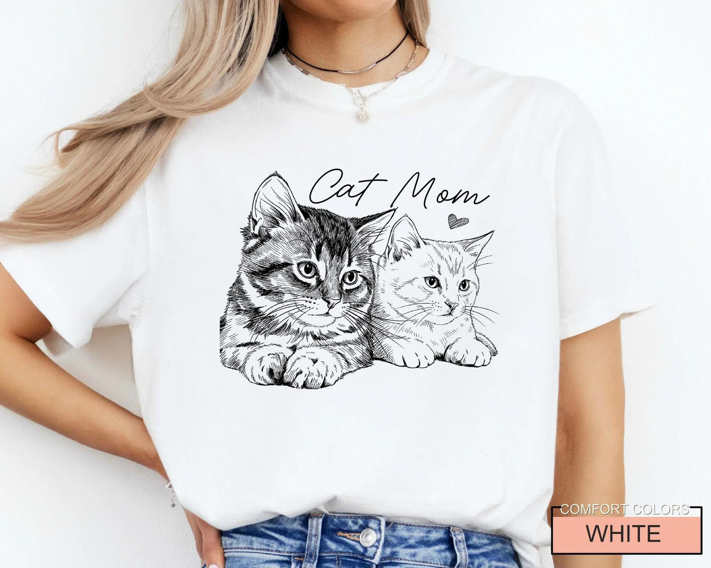 Custom Cat Mom Photo Shirt, Bootleg Pet Portrait Tee for Women