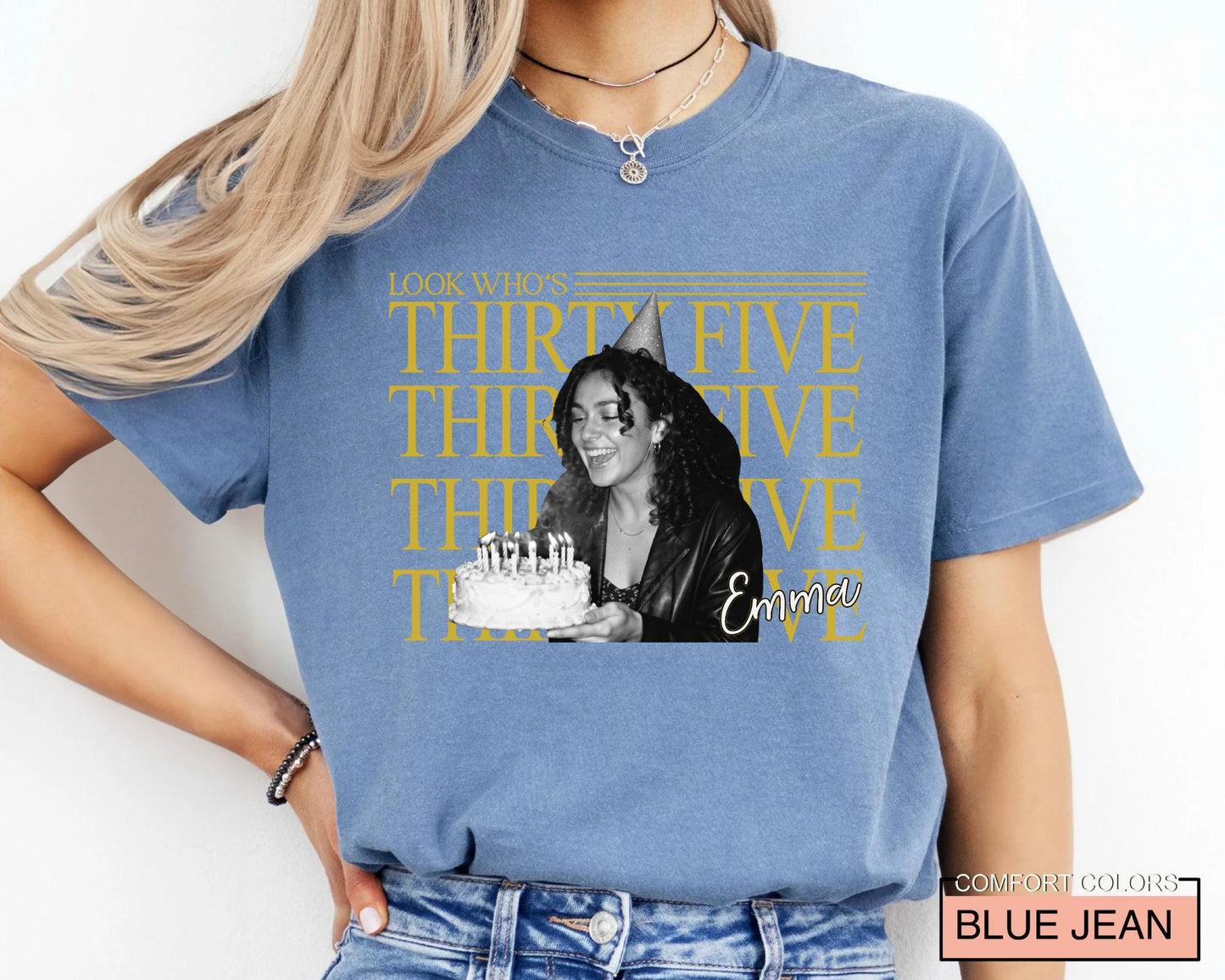 Personalized Birthday Photo Shirt, Look Who's 35 Tee with Picture