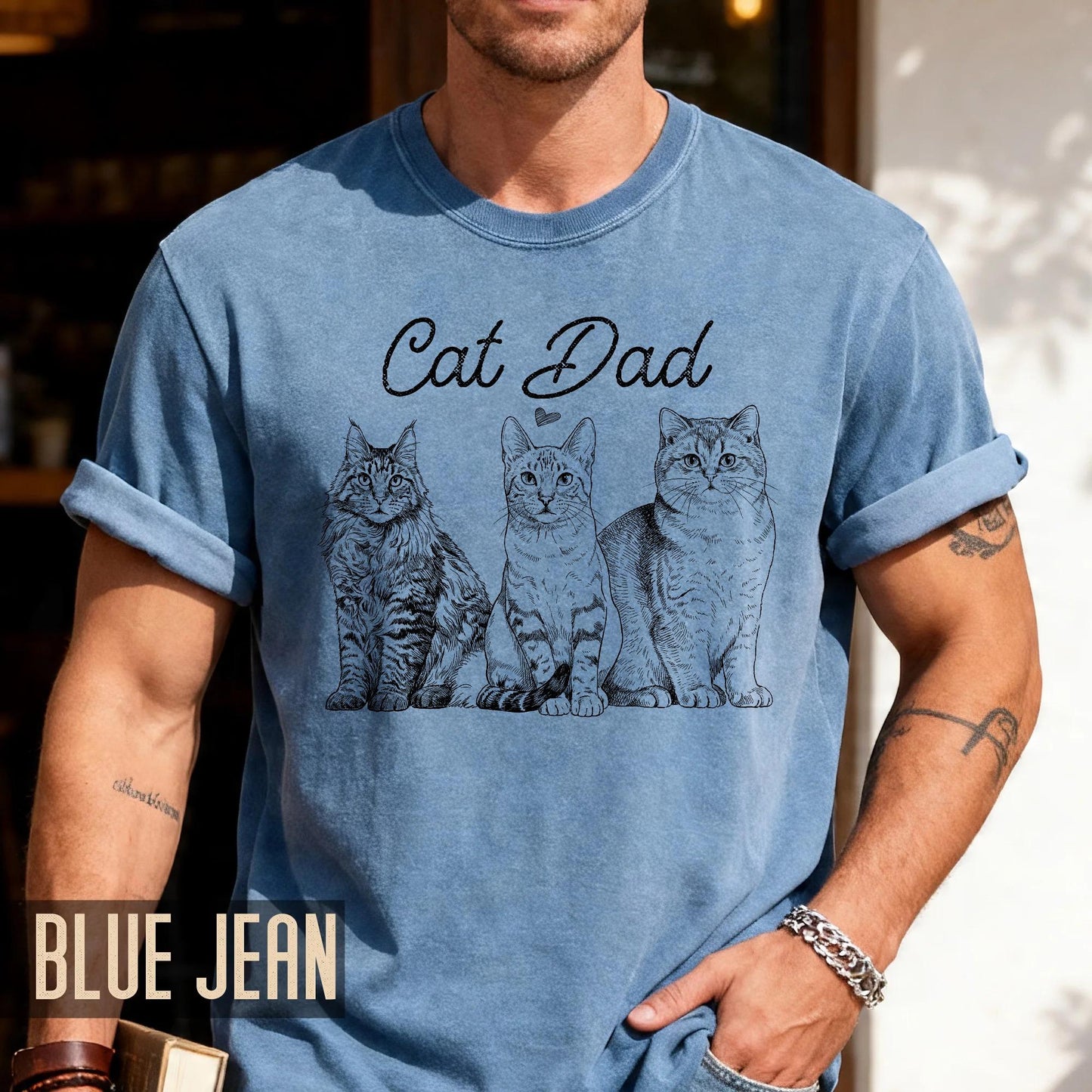 Custom Cat Dad Photo Shirt, Personalized Pets Picture Tee