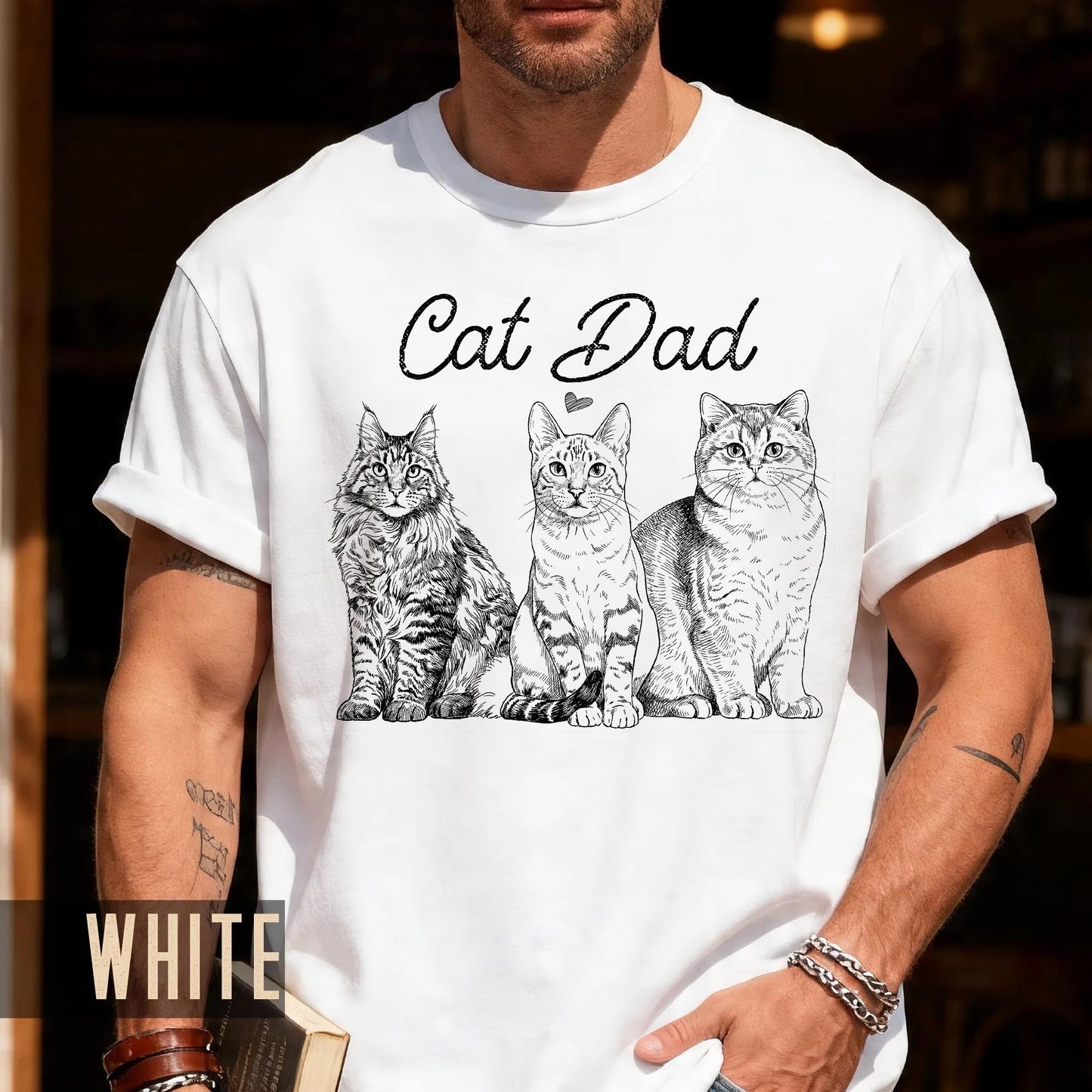 Custom Cat Dad Photo Shirt, Personalized Pets Picture Tee
