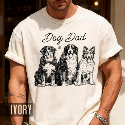 Personalized Dog Dad Photo Shirt, Custom Pets Portrait Sketch Tee
