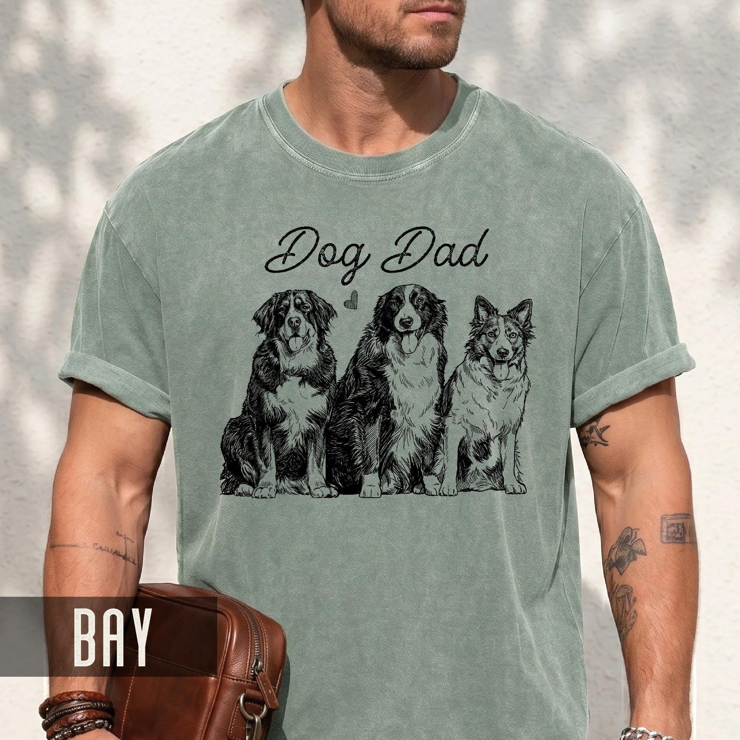 Personalized Dog Dad Photo Shirt, Custom Pets Portrait Sketch Tee