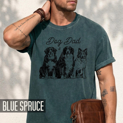 Personalized Dog Dad Photo Shirt, Custom Pets Portrait Sketch Tee