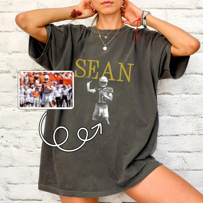 Custom Football Player Photo Shirt, Personalized Game Day Football Mom Tee