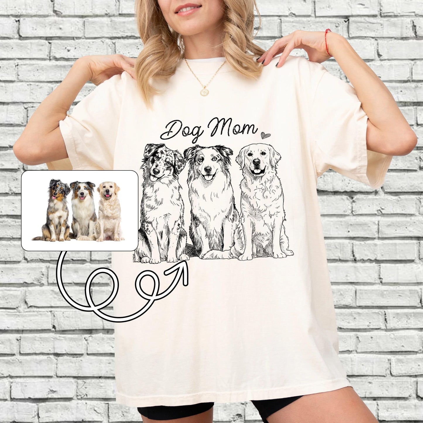 Personalized Dog Dad Photo Shirt, Custom Puppy Picture Sketch Tee