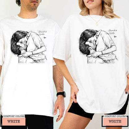 Custom Couple Photo Shirt, Personalized Boyfriend Girlfriend Anniversary Picture Tee