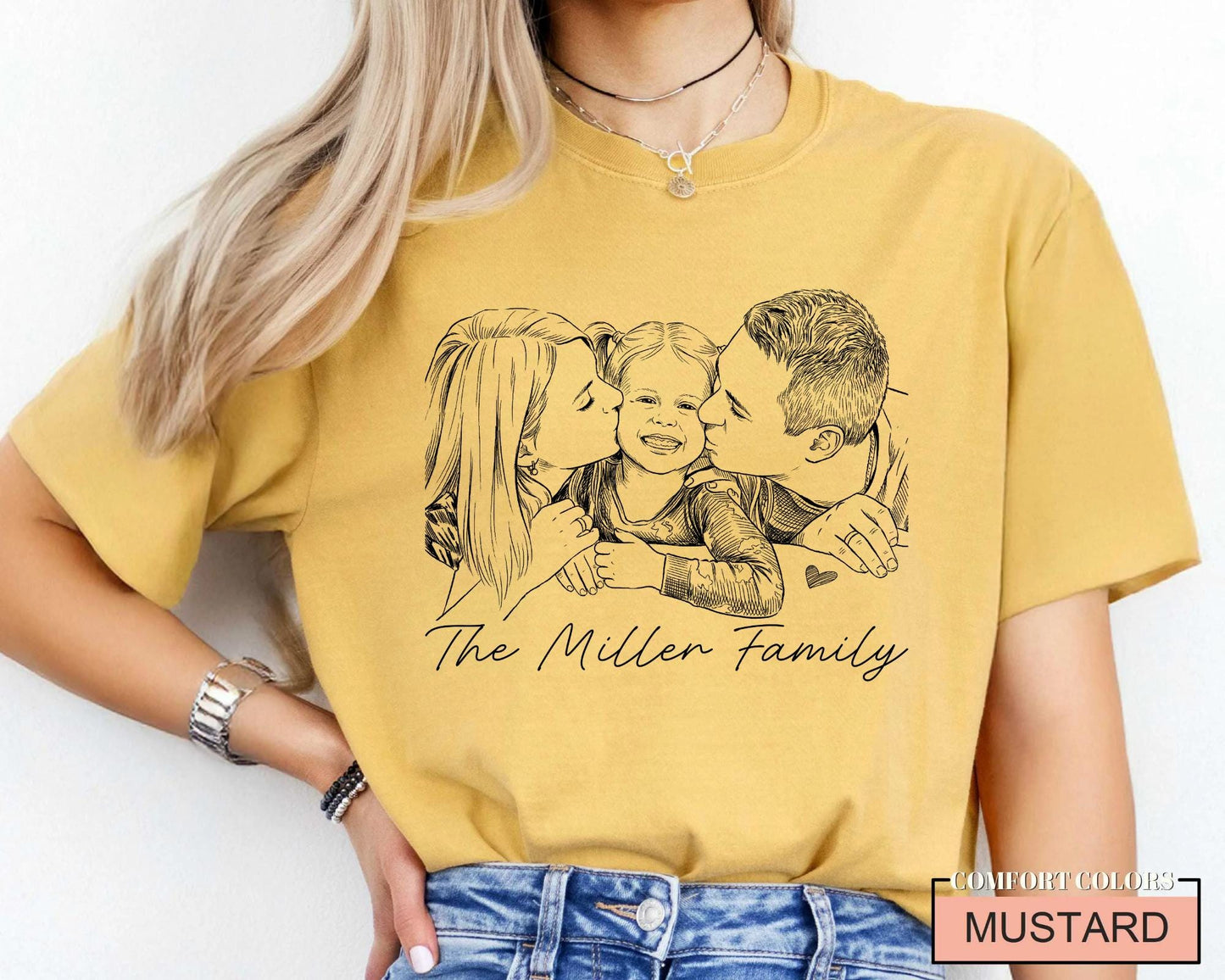 Custom Family Sketch Photo Shirt, Personalized Family Picture Tee