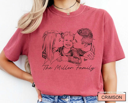 Custom Family Sketch Photo Shirt, Personalized Family Picture Tee