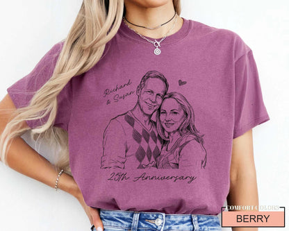 Custom Parents Photo Shirt for Wedding Anniversary, Husband Wife Picture Tee