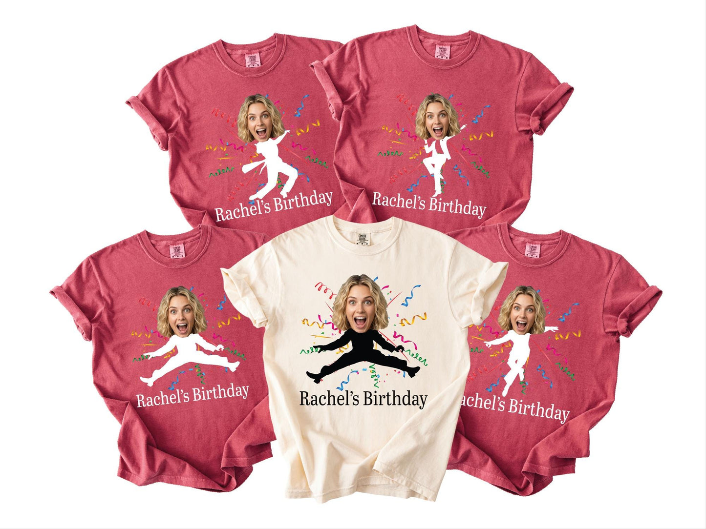 Personalized Dancing Face Party Shirt, Custom Birthday Crew Photo Tee, Mother Silhouette Top