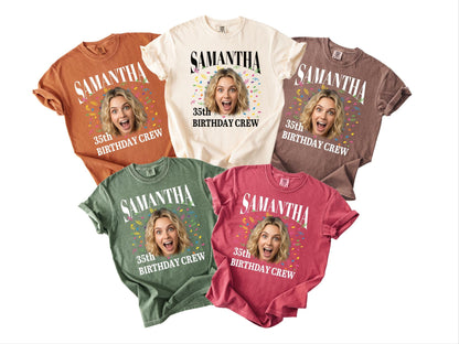 Custom Photo 35th Birthday Crew Shirt, Personalized Party Tee, 1991 Celebration Outfit