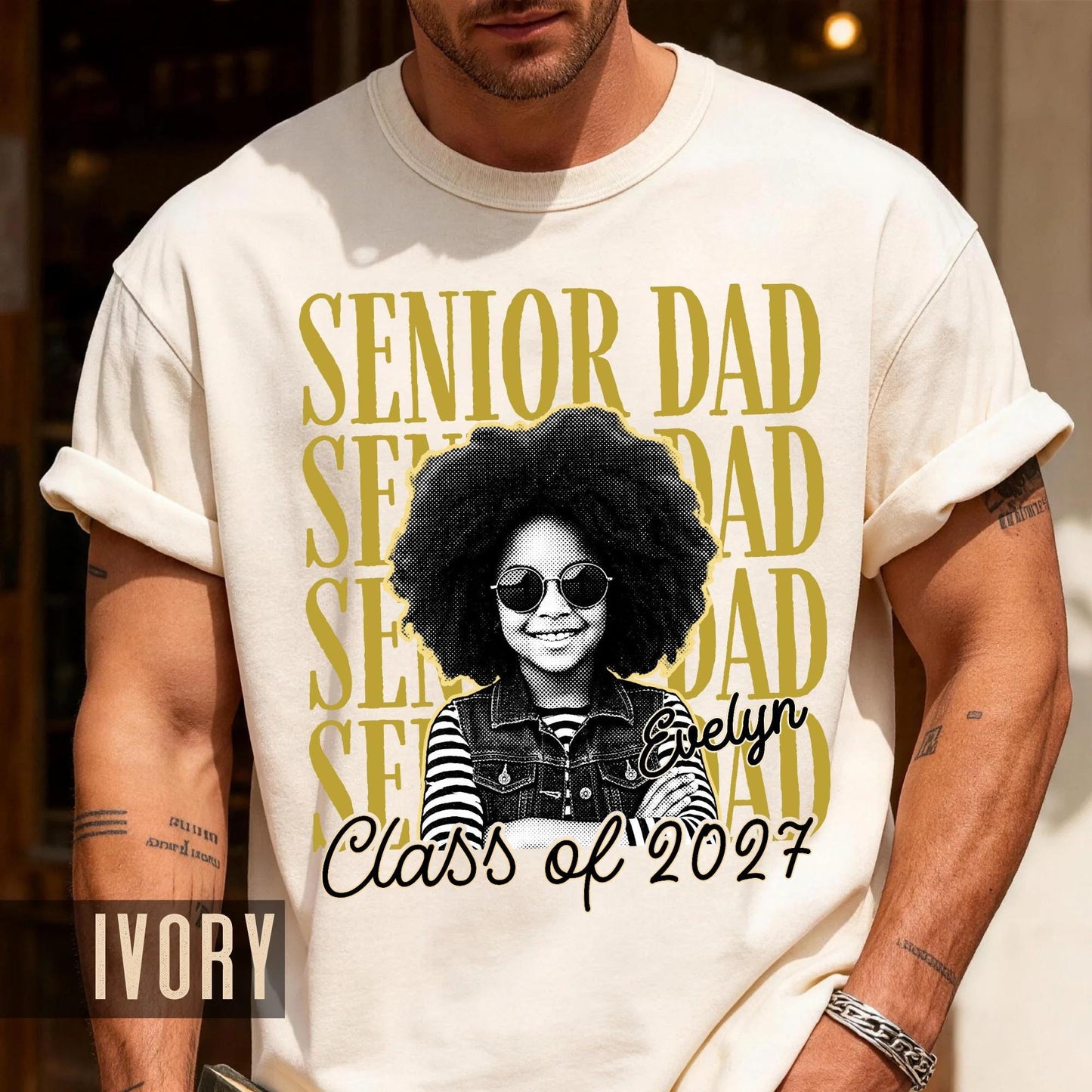 Custom Photo Senior Dad Shirt, Personalized Father Graduation Gift