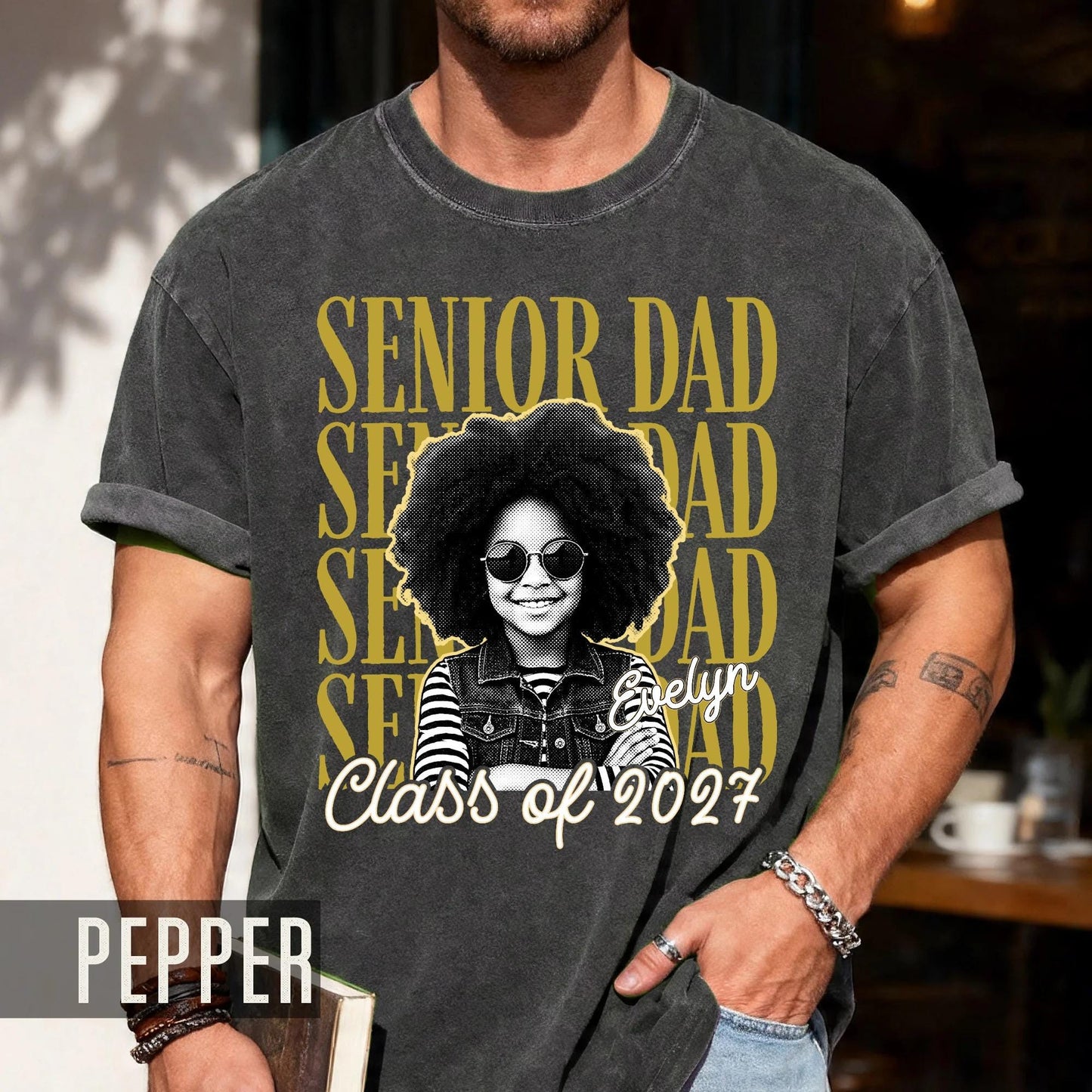 Custom Photo Senior Dad Shirt, Personalized Father Graduation Gift