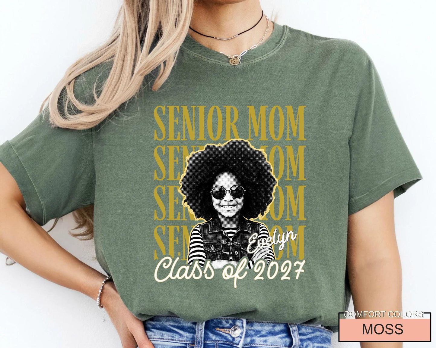 Custom Photo Senior Mom Shirt, Personalized Mother Graduation Gift
