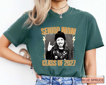 Senior Mom 2027 Rocker Picture Shirt, Custom Grad Photo Tee
