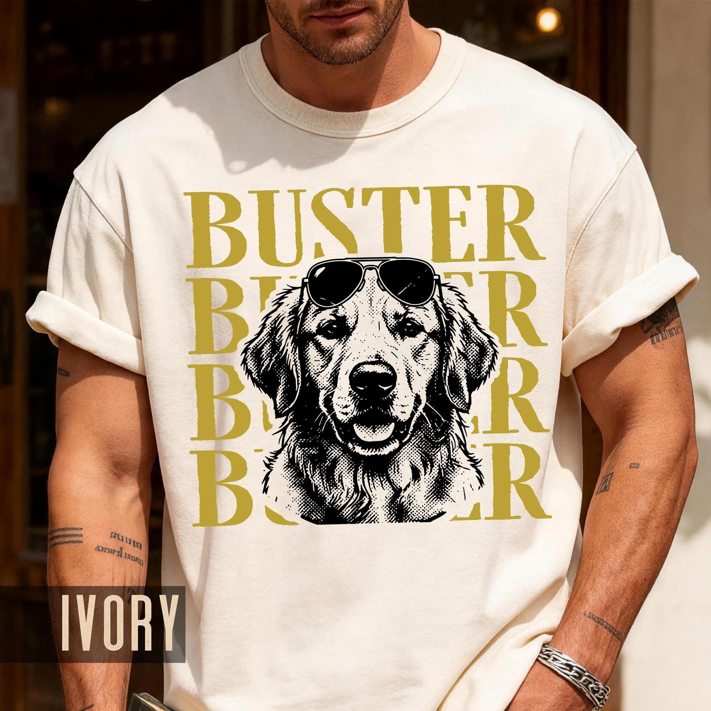 Cool Dog Portrait Shirt, Custom Golden Retriever Photo Tee