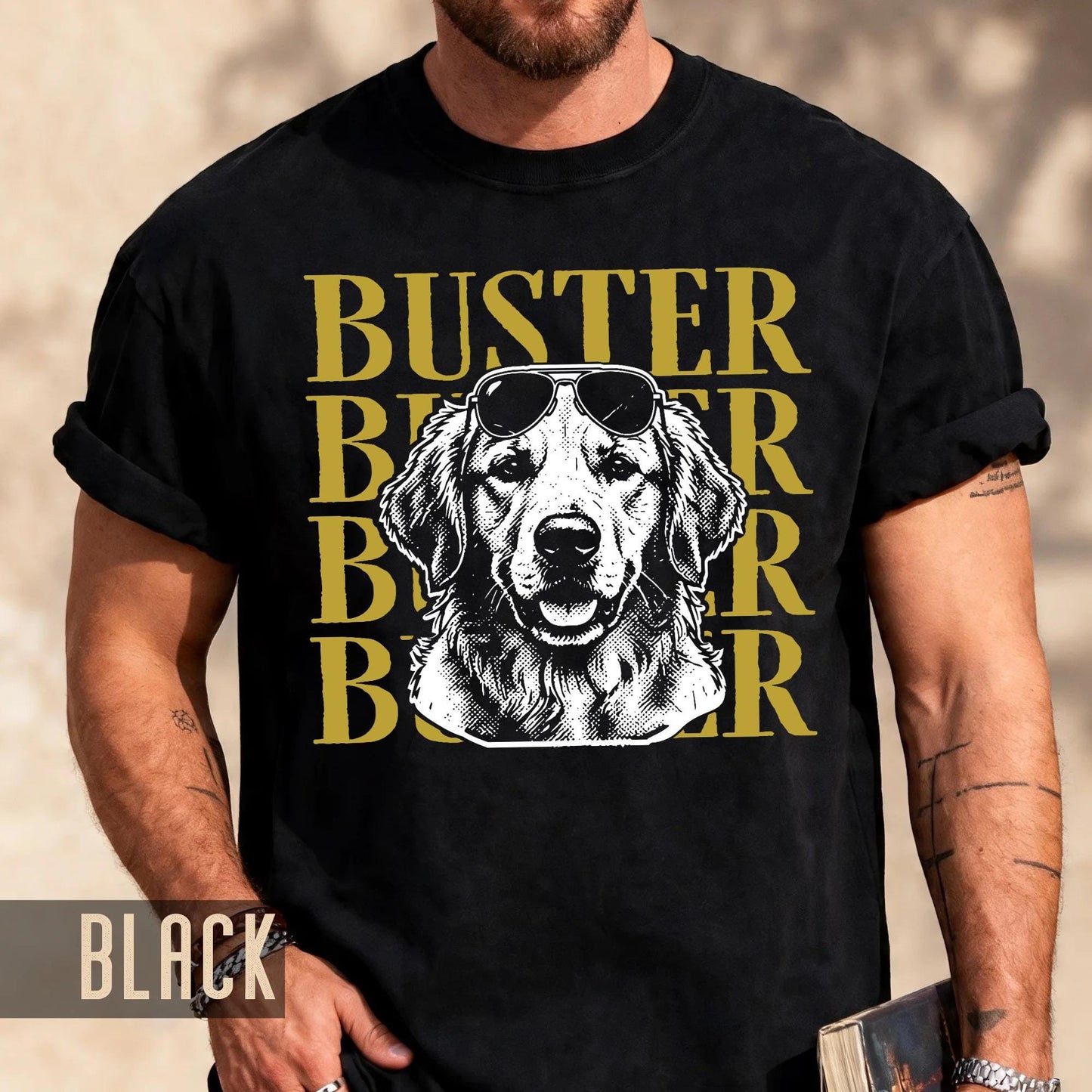 Cool Dog Portrait Shirt, Custom Golden Retriever Photo Tee